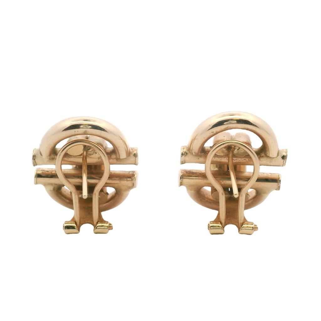Estate 14K Yellow Gold Interlocking Bar Stud Earrings、mySite、botmansion