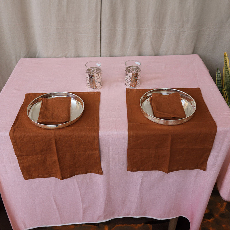 Pure Linen Table Mats | Set of 6 | Cinnamon Brown、mySite、camillekostekn