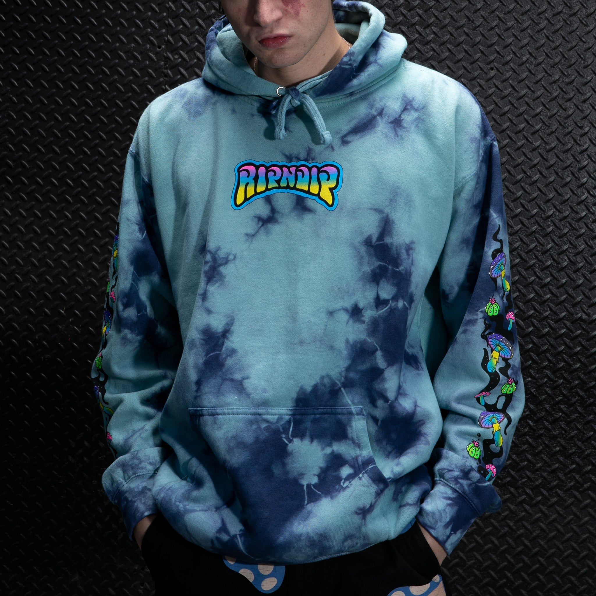  Psychedelic Garden Hoodie (Navy/Aqua Lightning Wash)、mySite、merchandisen