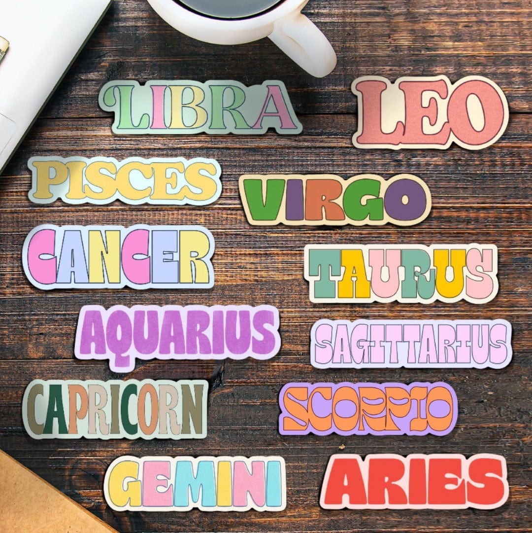  Zodiac Signs Lettering Sticker 12 Pack、mySite、ghnorth
