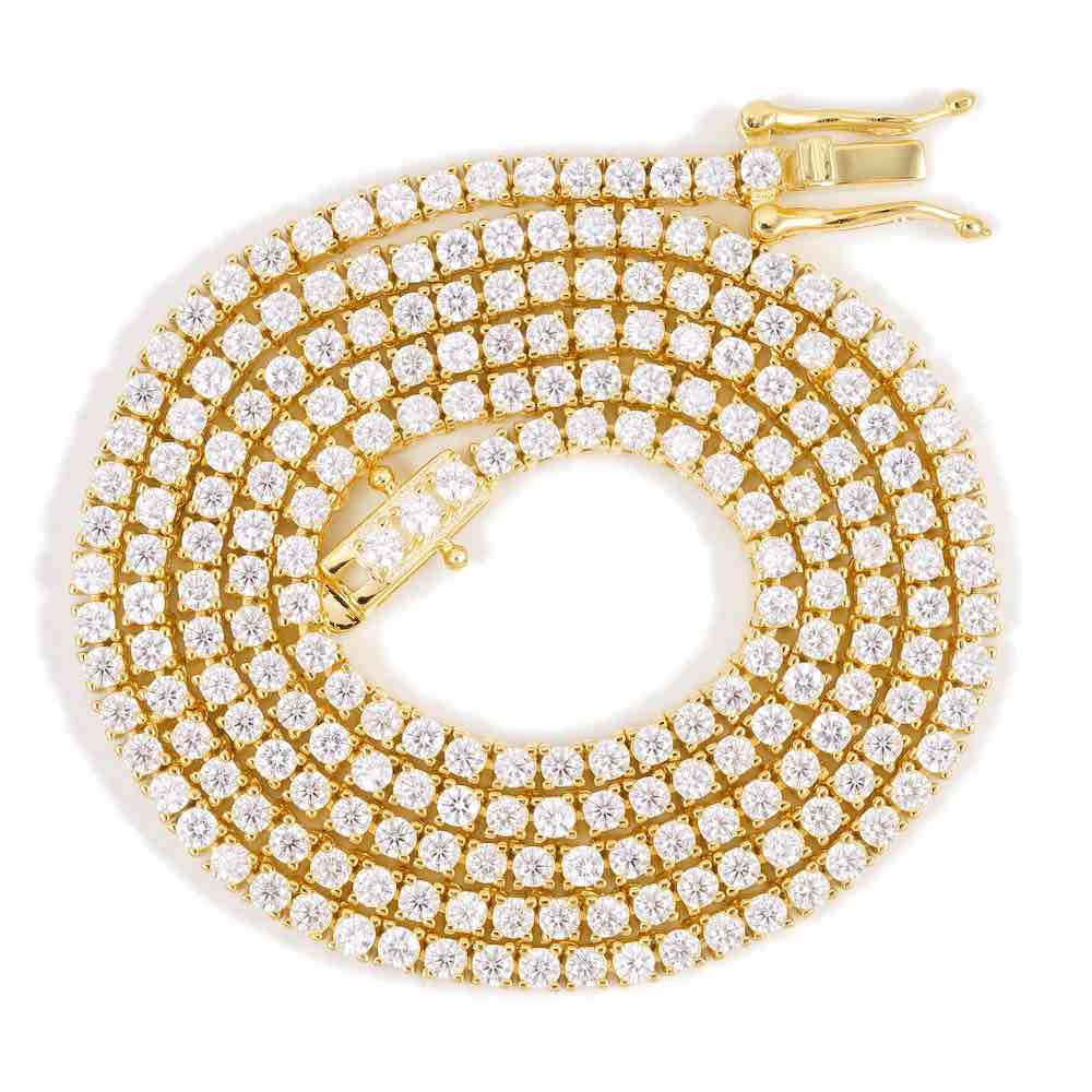 2MM Diamond Tennis Chain 14K Solid Yellow Gold、mySite、hinf8tx79