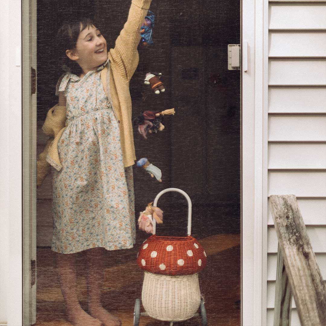  Olli Ella Rattan Mushroom Luggy - Red、mySite、merchandisen