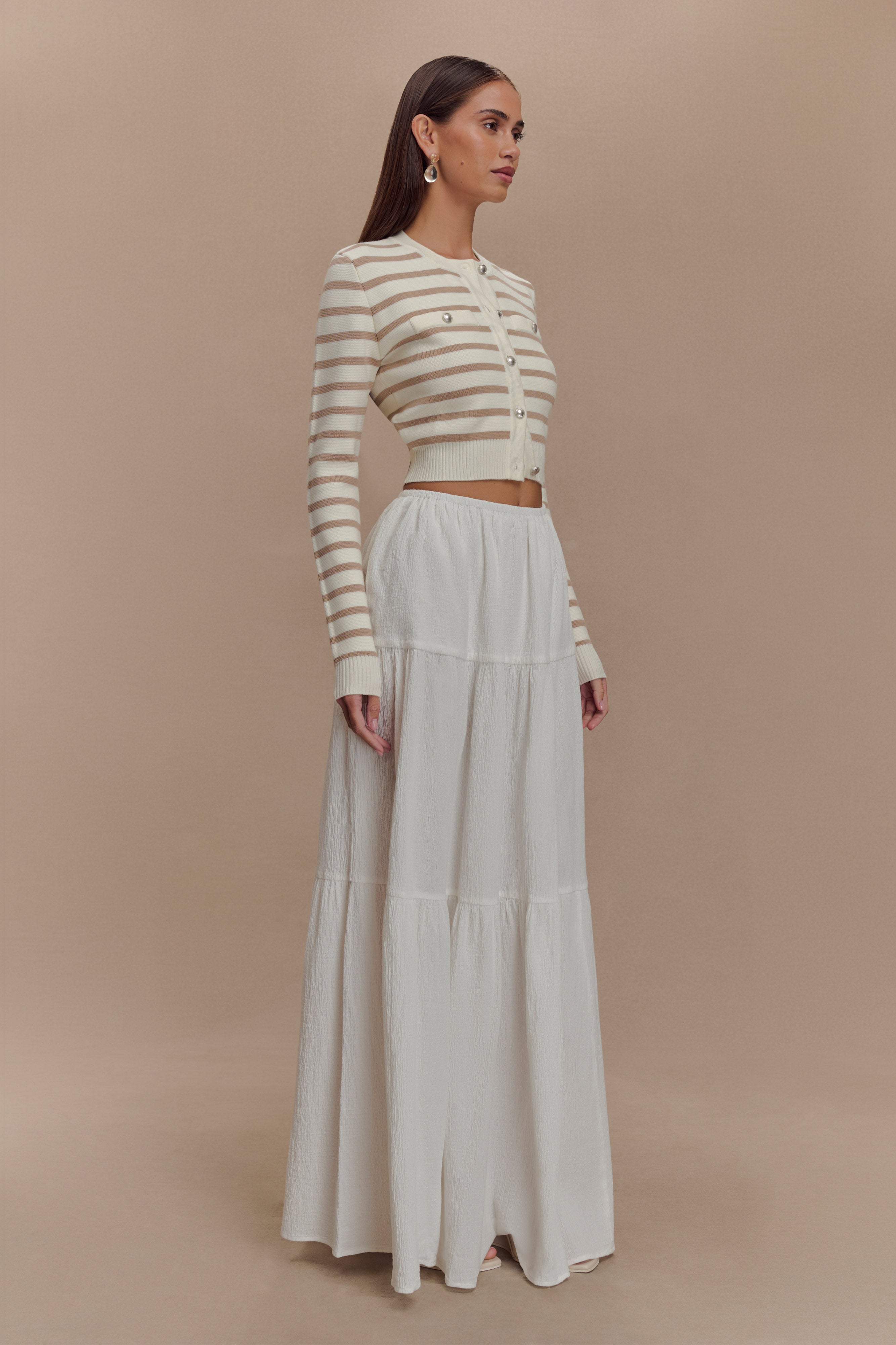 Tanner Striped Knit Cardigan - Nude/White、mySite、solidvoid