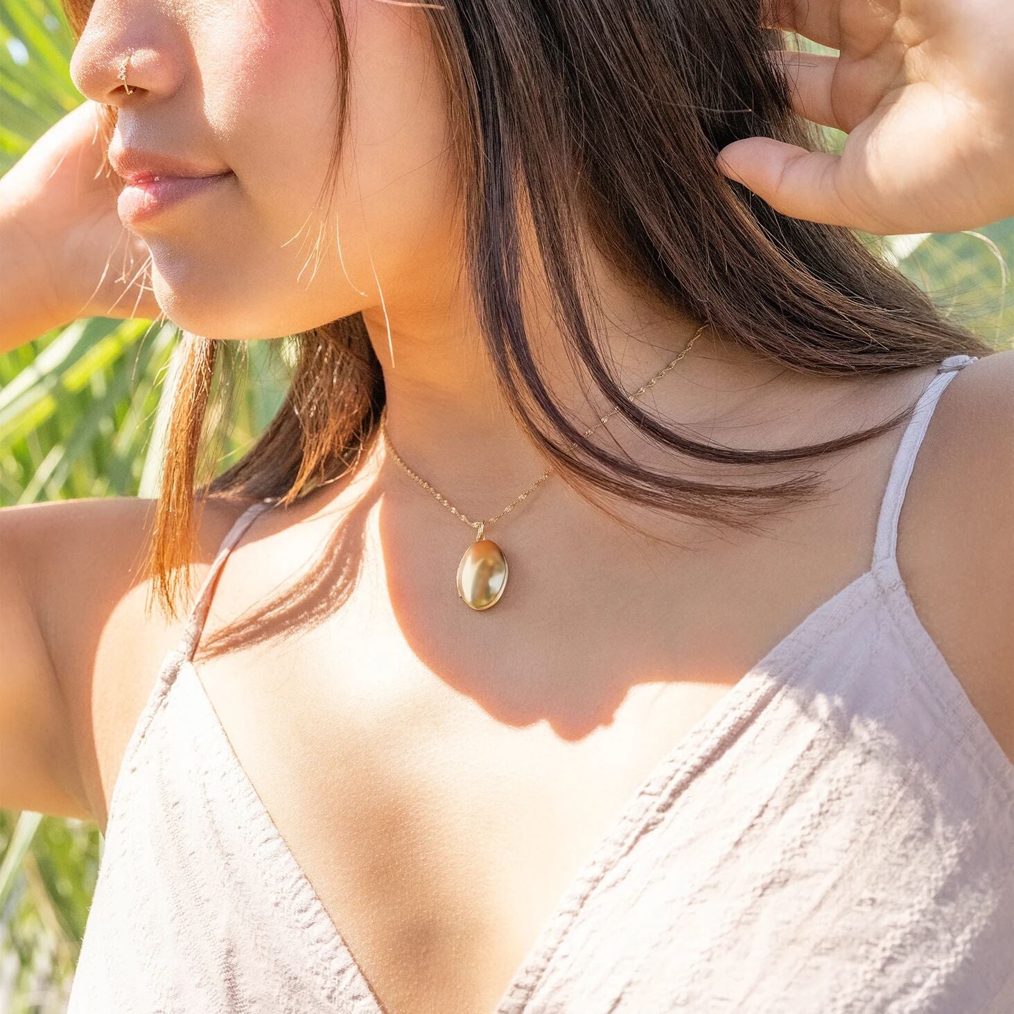 18K Gold PVD Stainless Steel Oval Locket / PDL0244、mySite、dreamappss