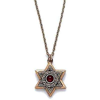 Michal Golan Gold Layered Star of David with Garnet Necklace、mySite、topwebapps