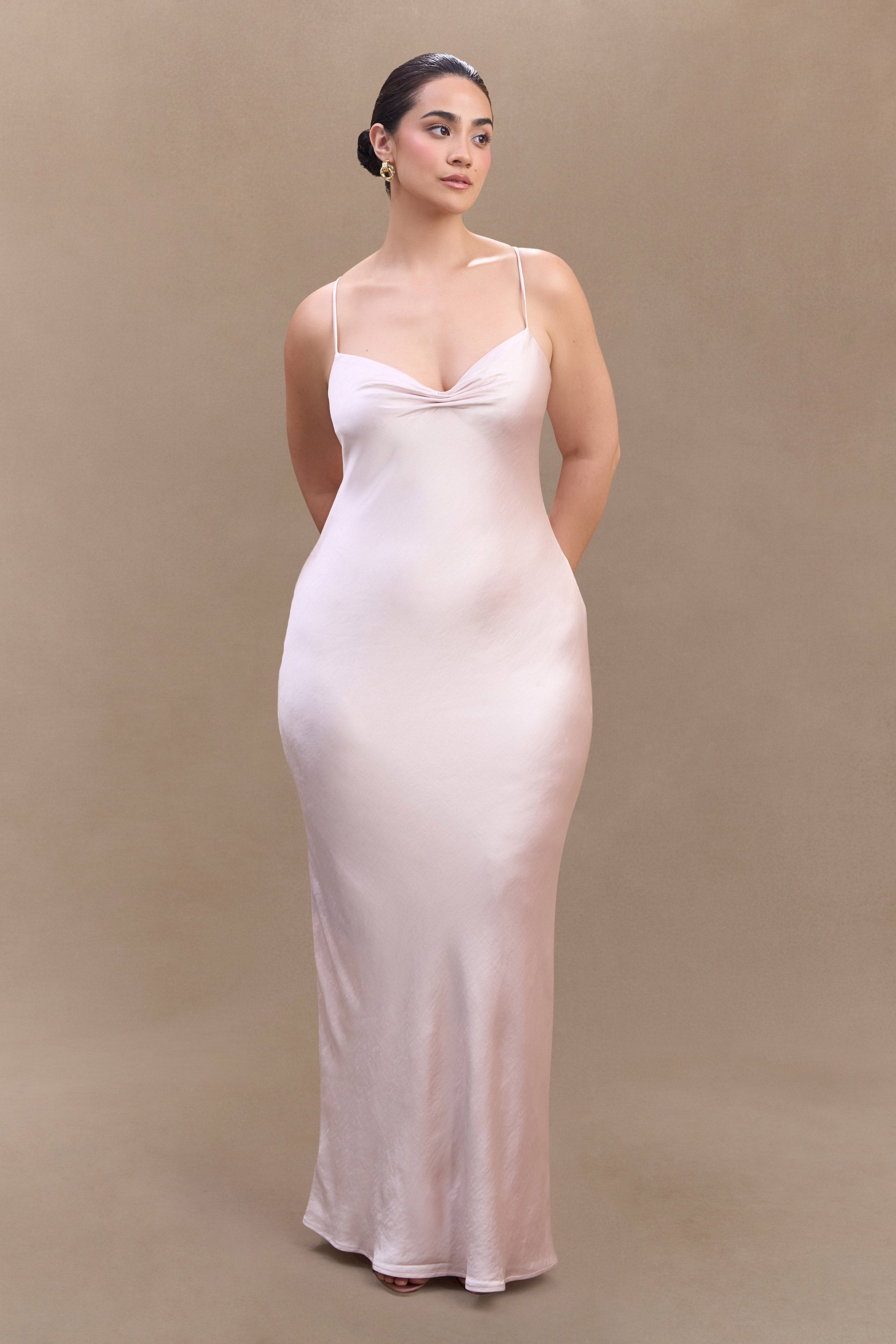Lilly Sweetheart Satin Maxi Dress - Soft Pink、mySite、solidvoid