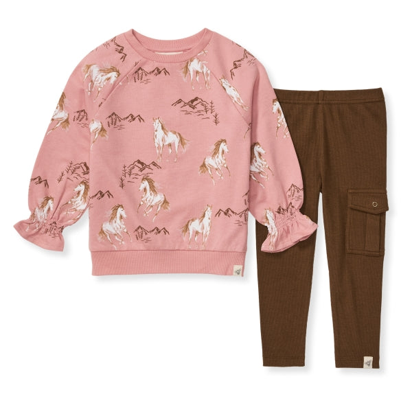 Horse Love Organic Girl Shirt and Pants Set、mySite、g9winljtr