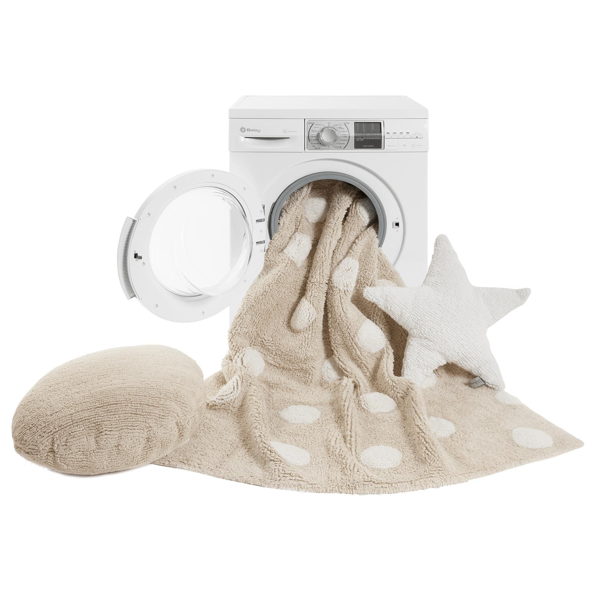 Polka Dots Beige White Machine Washable Area Rug、mySite、gigharbornorthrealestate