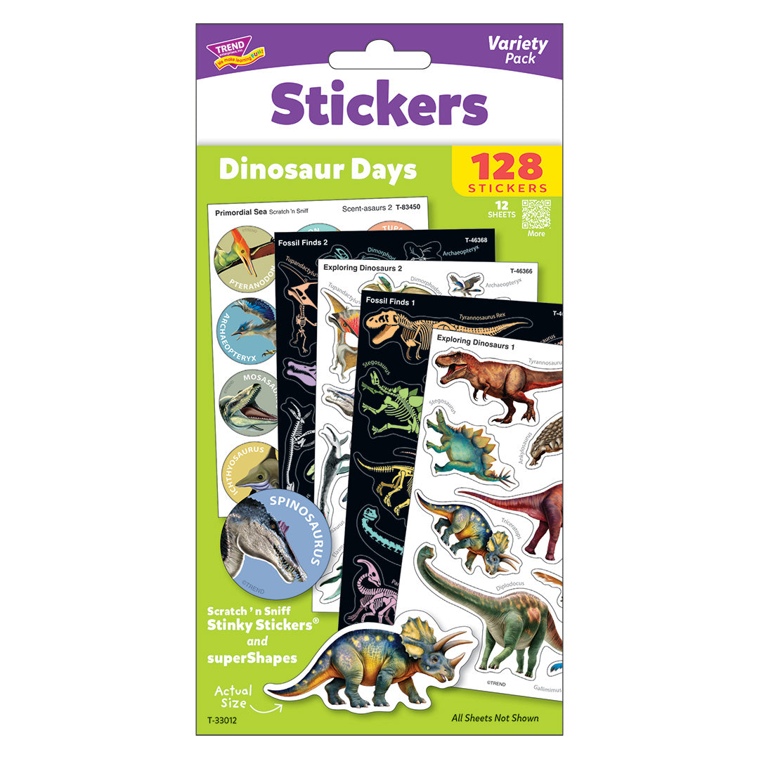  Dinosaur Days Mixed Stickers Variety Pack、mySite、ghnorth