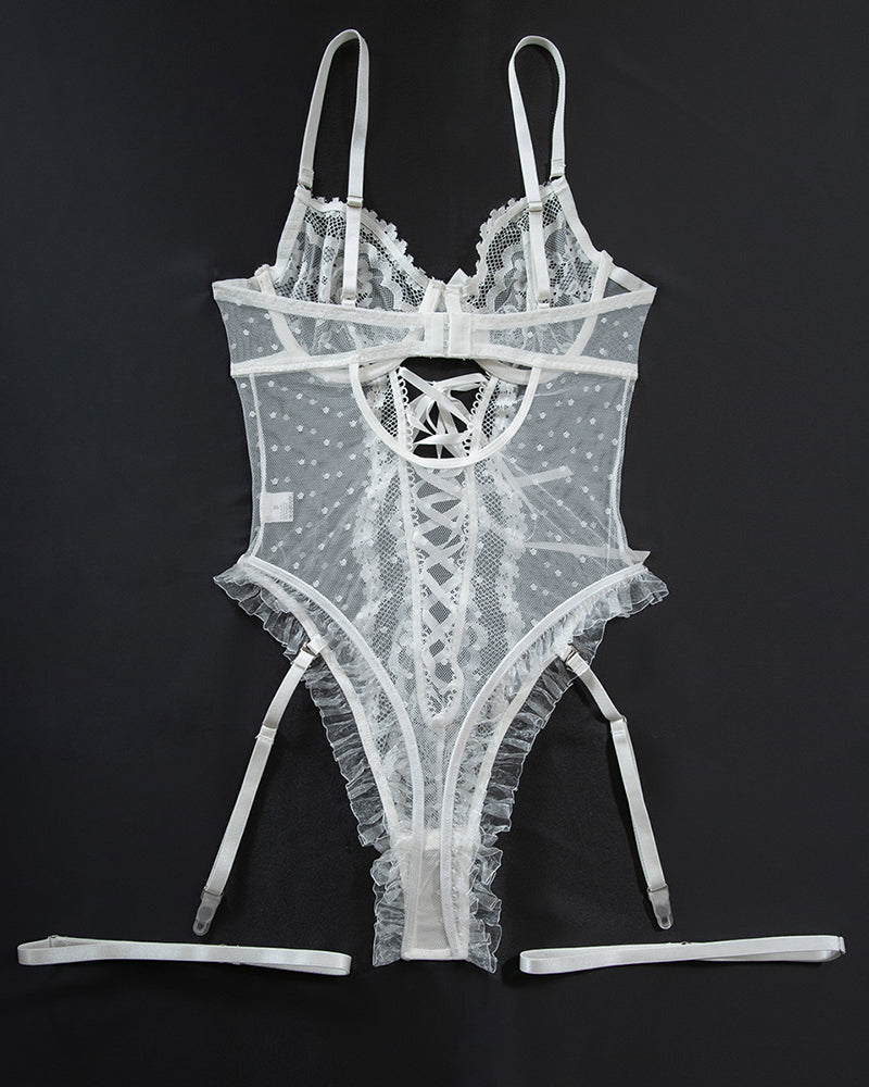 Lace Hollow Cross Strap Bodysuit、mySite、bengalsvssteelers