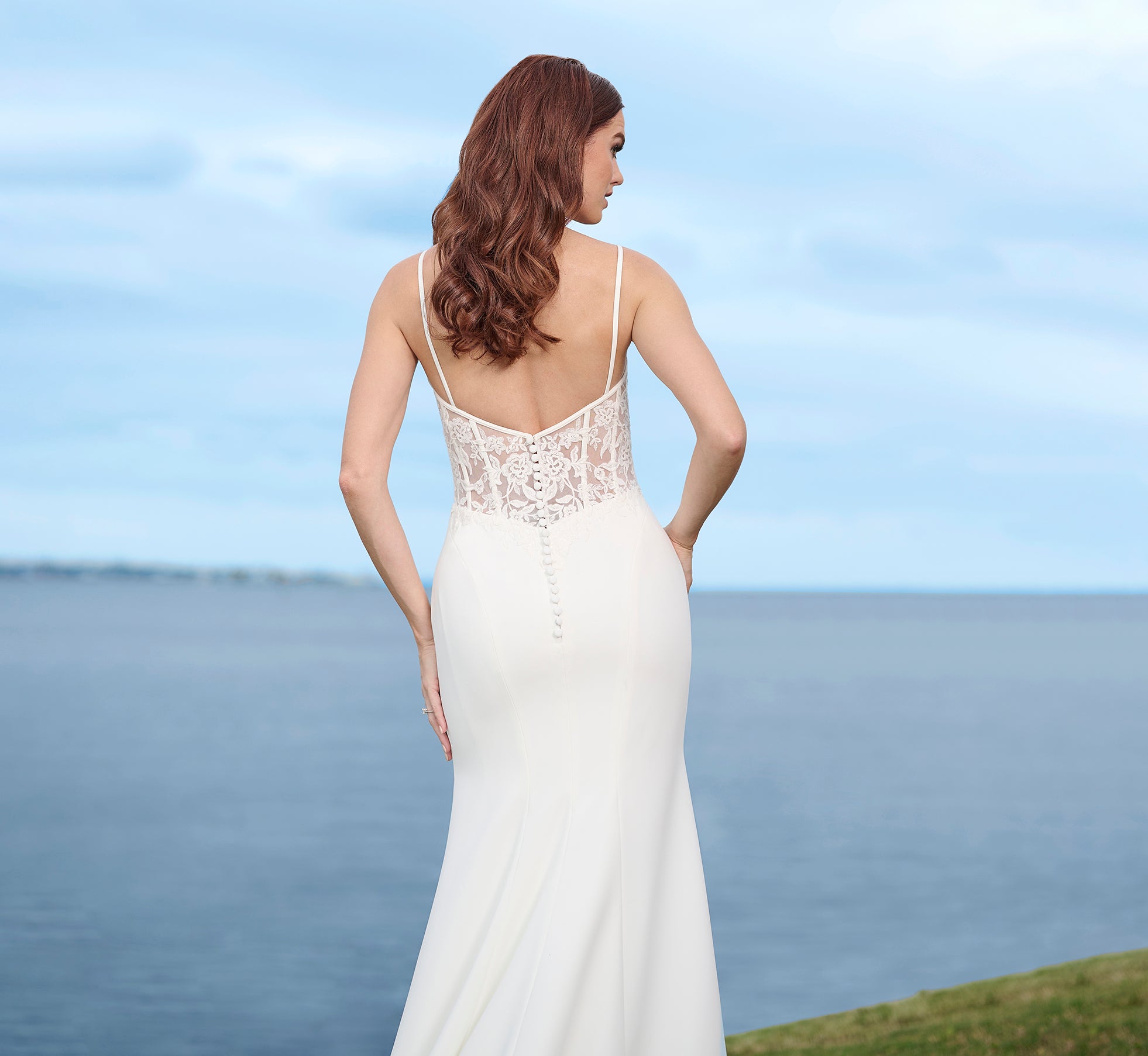 Lace And Stretch Crepe Gown In Ivory Nude、mySite、solidvoid