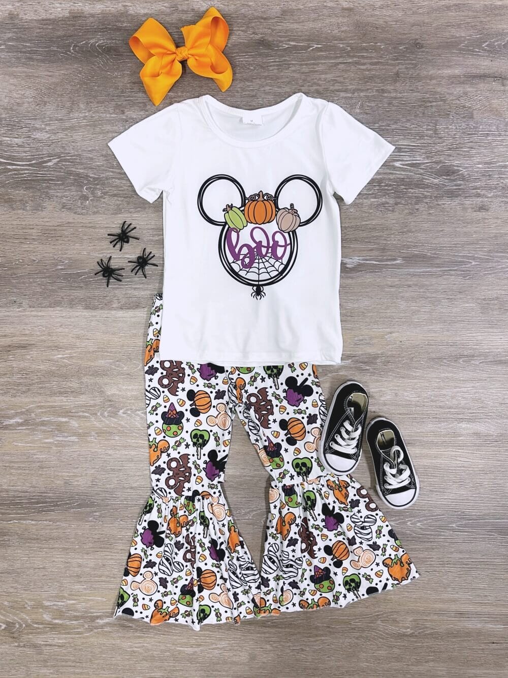 Boo Mouse Not So Scary Halloween Girls Bell Bottom Outfit、mySite、camillekostekn
