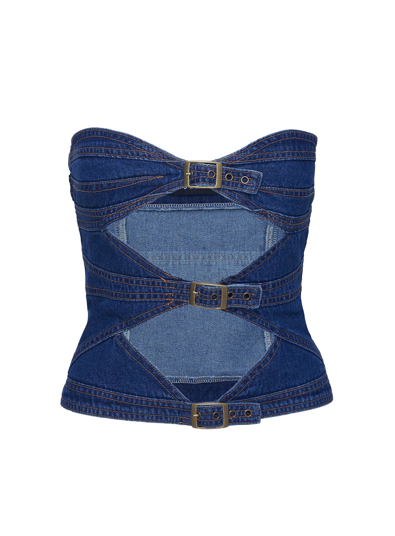 Buckle Corset Top Dark Denim、mySite、solidvoid