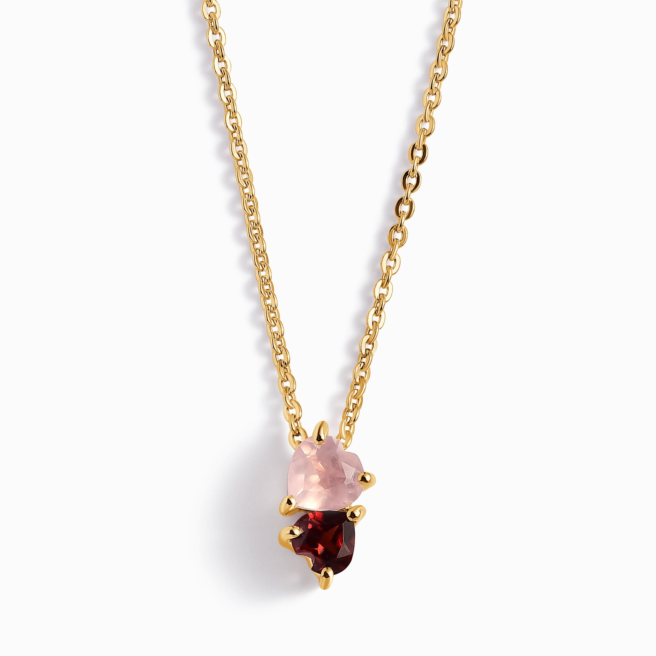 Rose Quartz & Garnet Necklace - Toi Et Moi Necklace (Hearts)、mySite、hinf8tx79