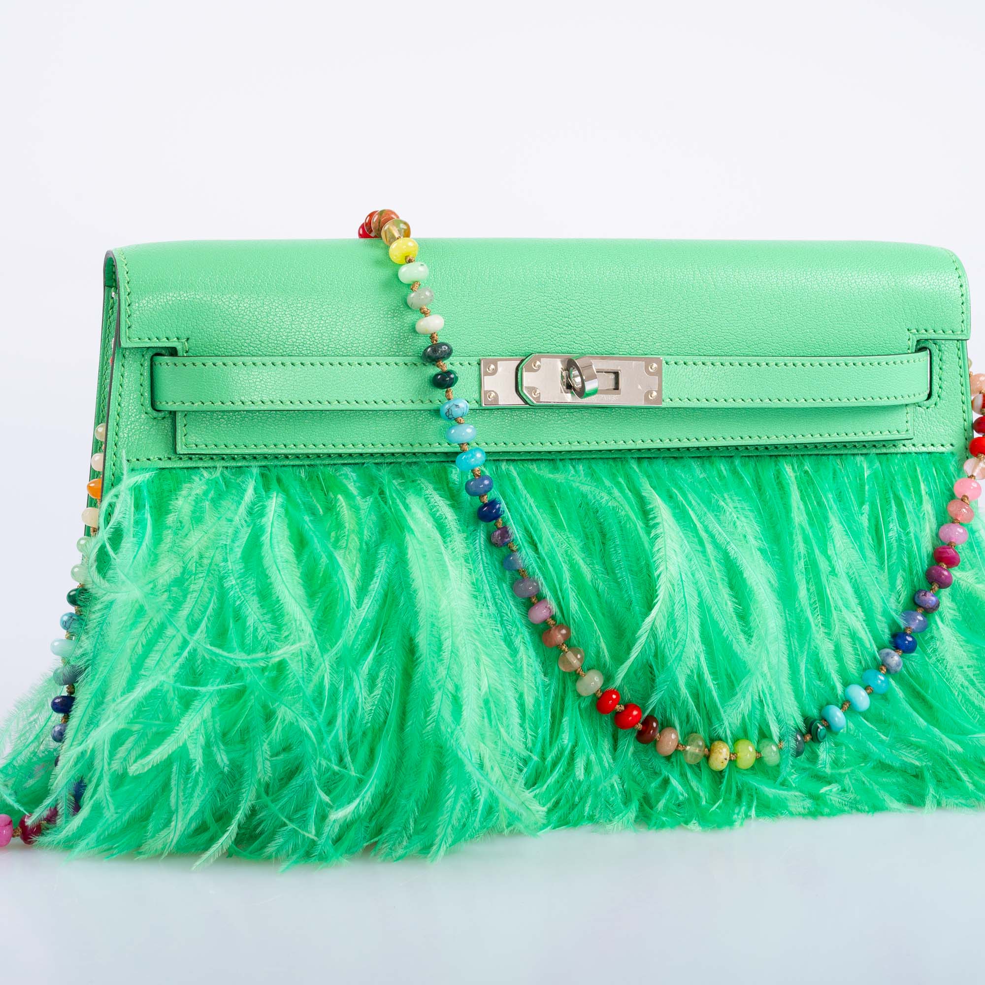 Hermès Kelly Elan Foile Vert Comics Chevre and Ostrich Feather Palladium Hardware、mySite、garminoutage.com