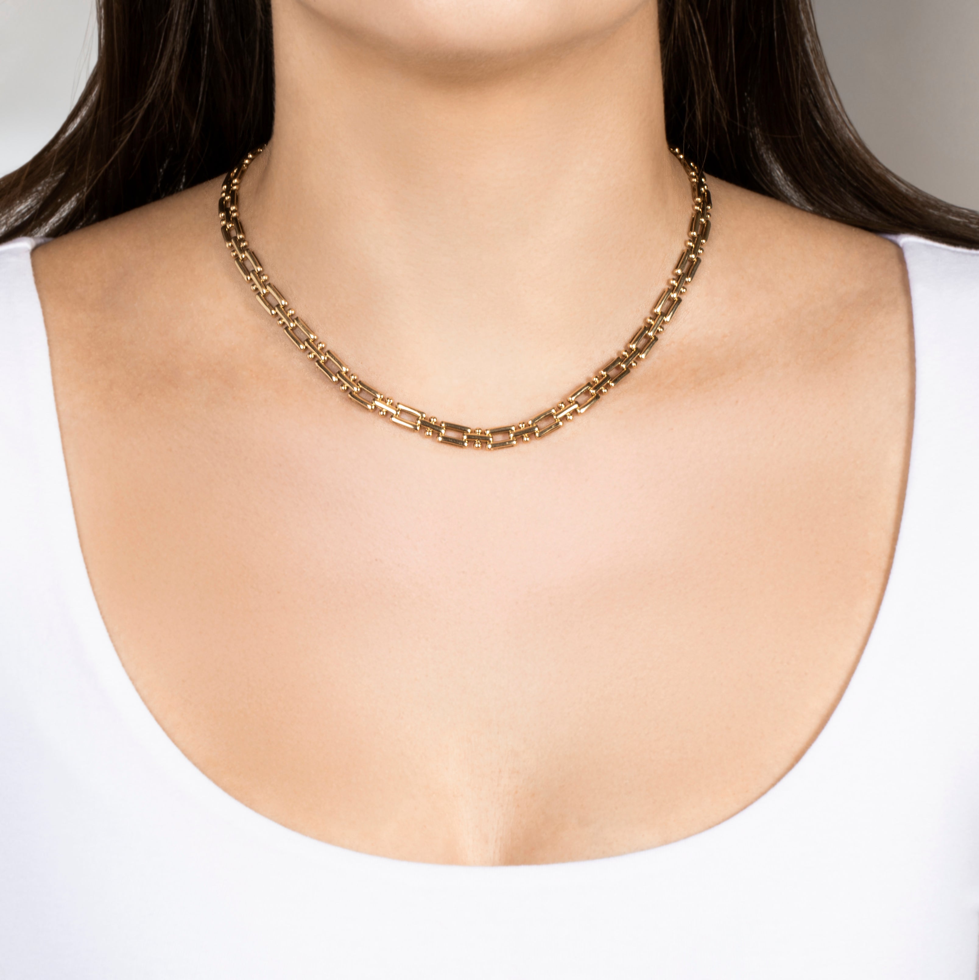 Vintage 14k Yellow Gold Unusual Link Chain Necklace 16、mySite、hinf8tx79