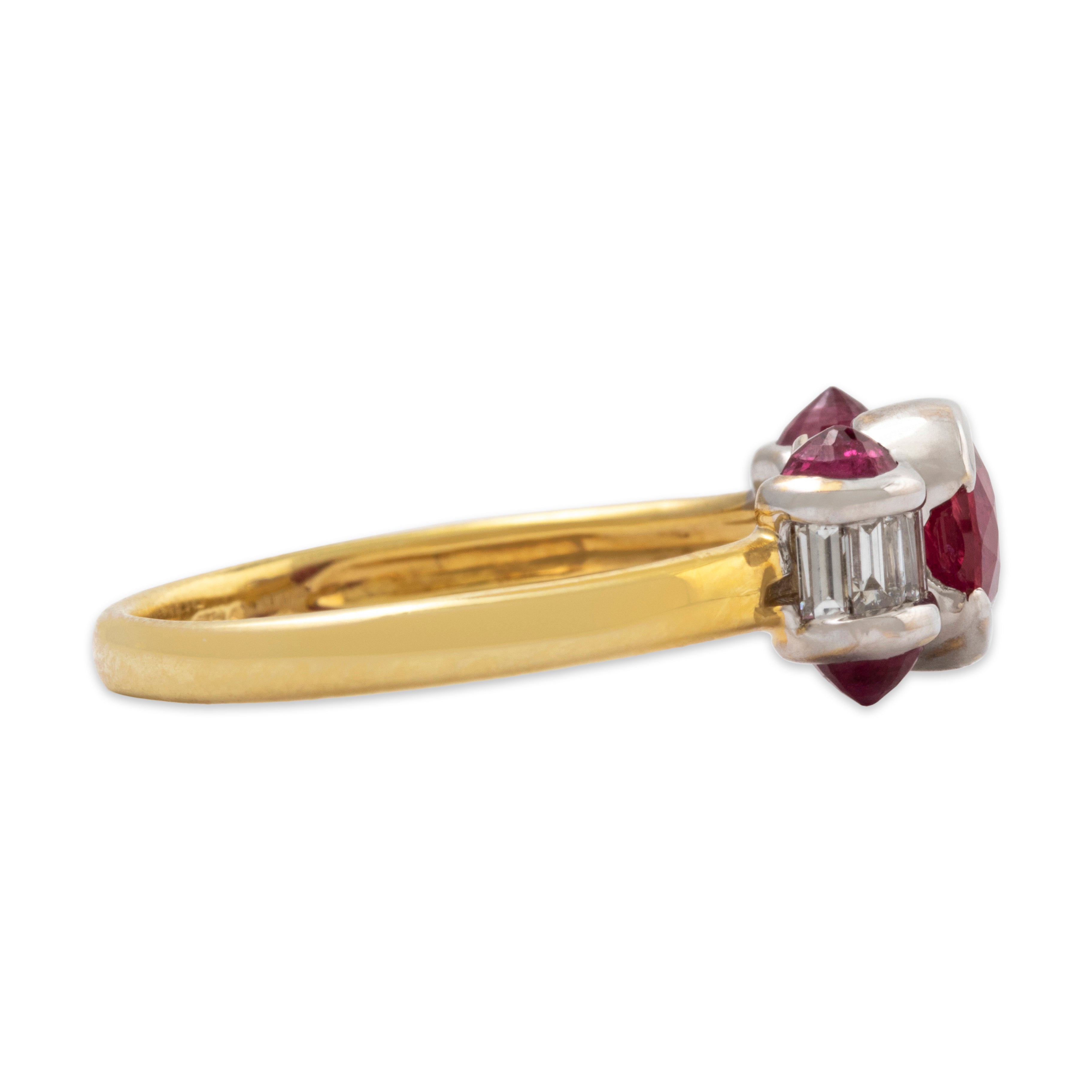 Vintage 18k Yellow & White Gold 1.3cttw Ruby .2cttw Diamond Pointed Accents Ring、mySite、hinf8tx79