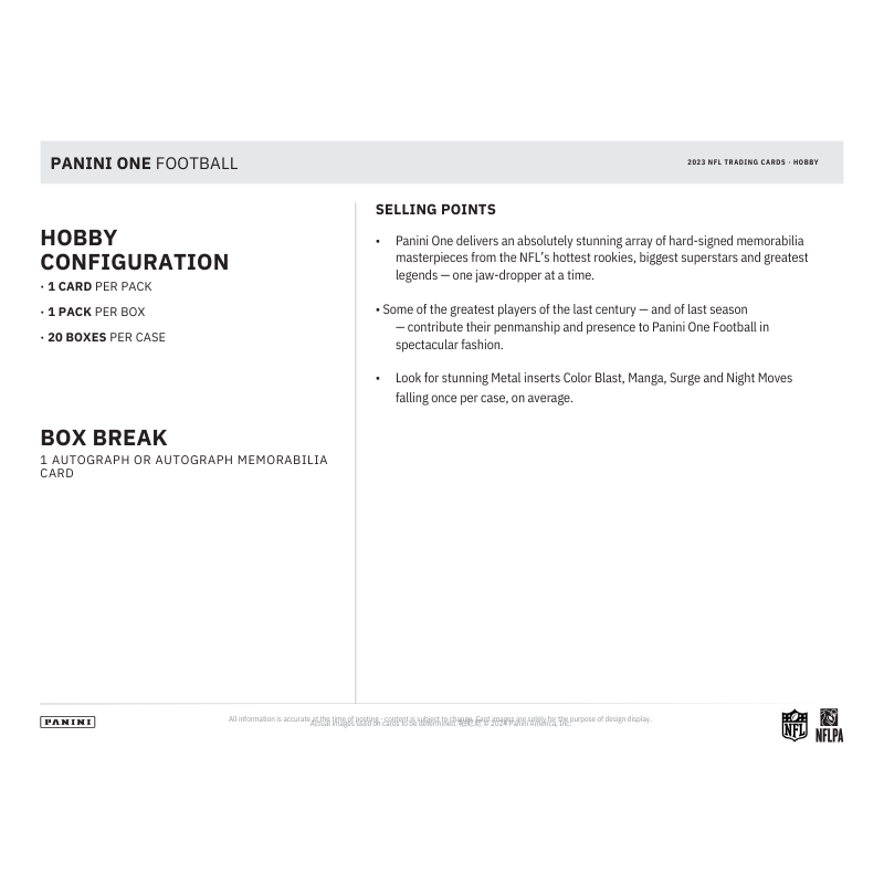 2023 Panini One Football Hobby Box、mySite、waistdrama