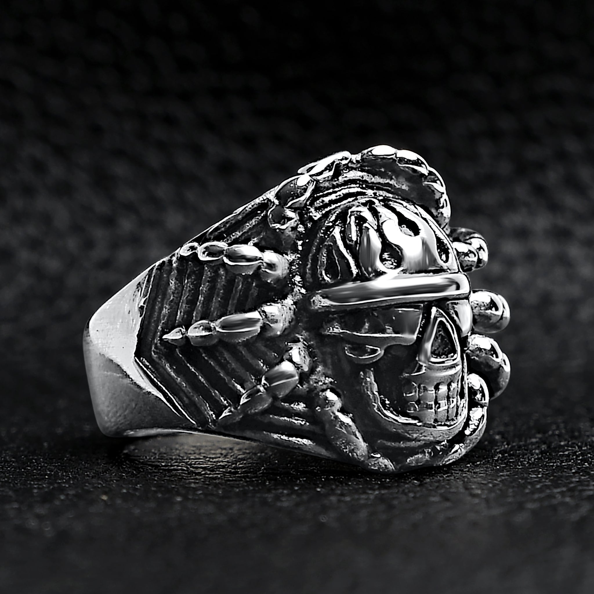 Polished Detailed Skull Stainless Steel Ring / SCR2006、mySite、dreamappss