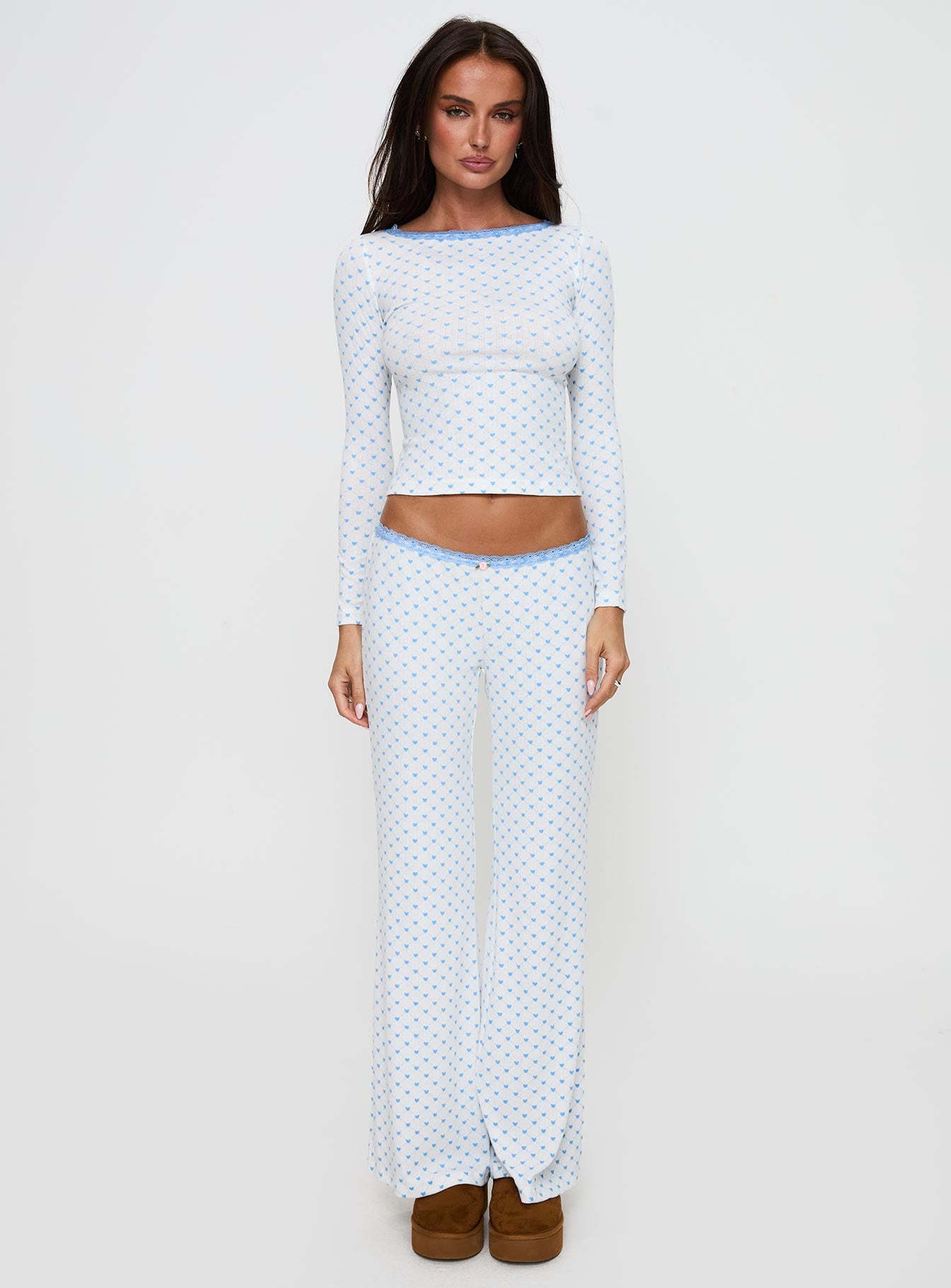 Whimsie Pointelle Sleep Pants Blue / White、mySite、solidvoid