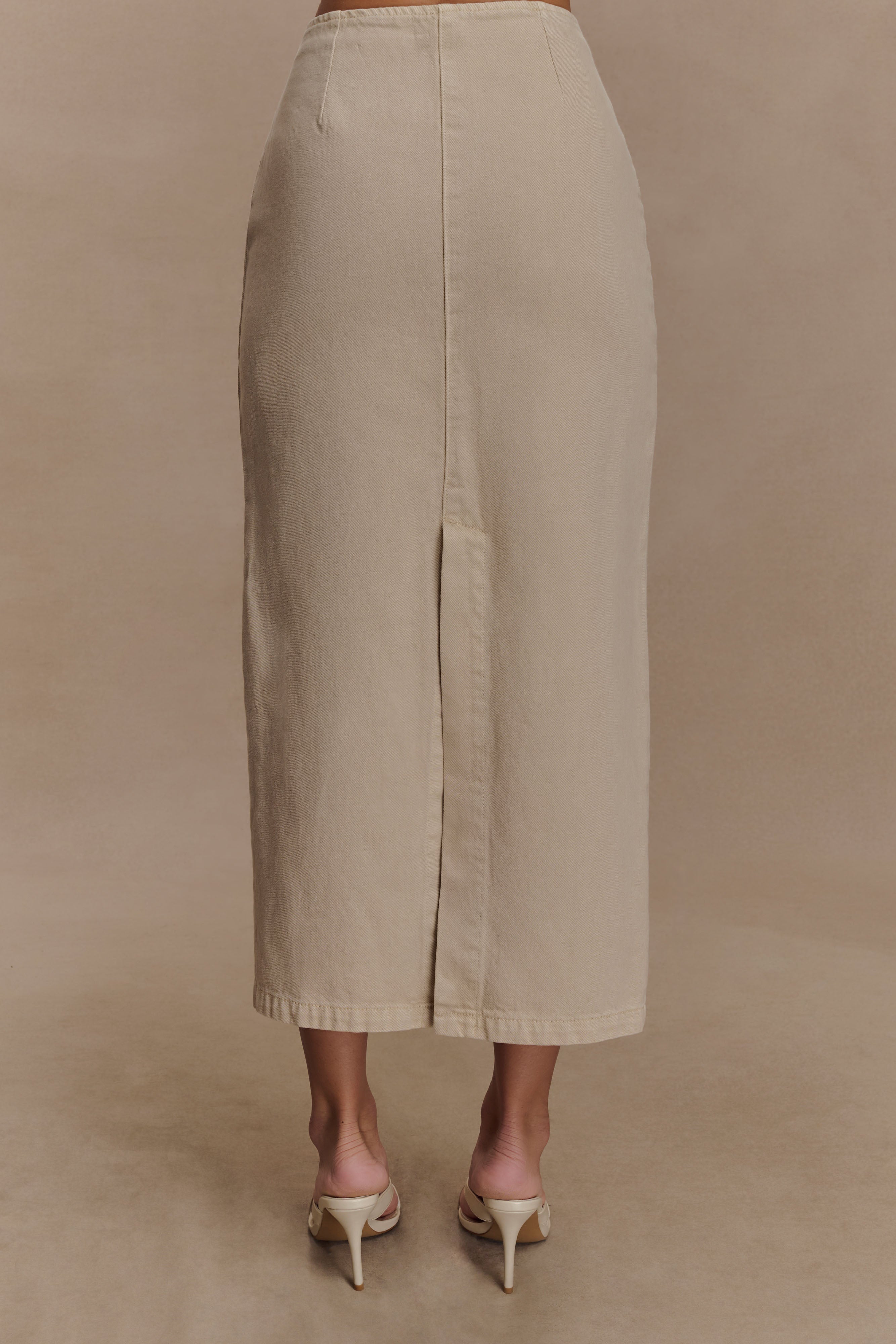 Fallon Denim Midi Skirt - Stone Wash、mySite、solidvoid