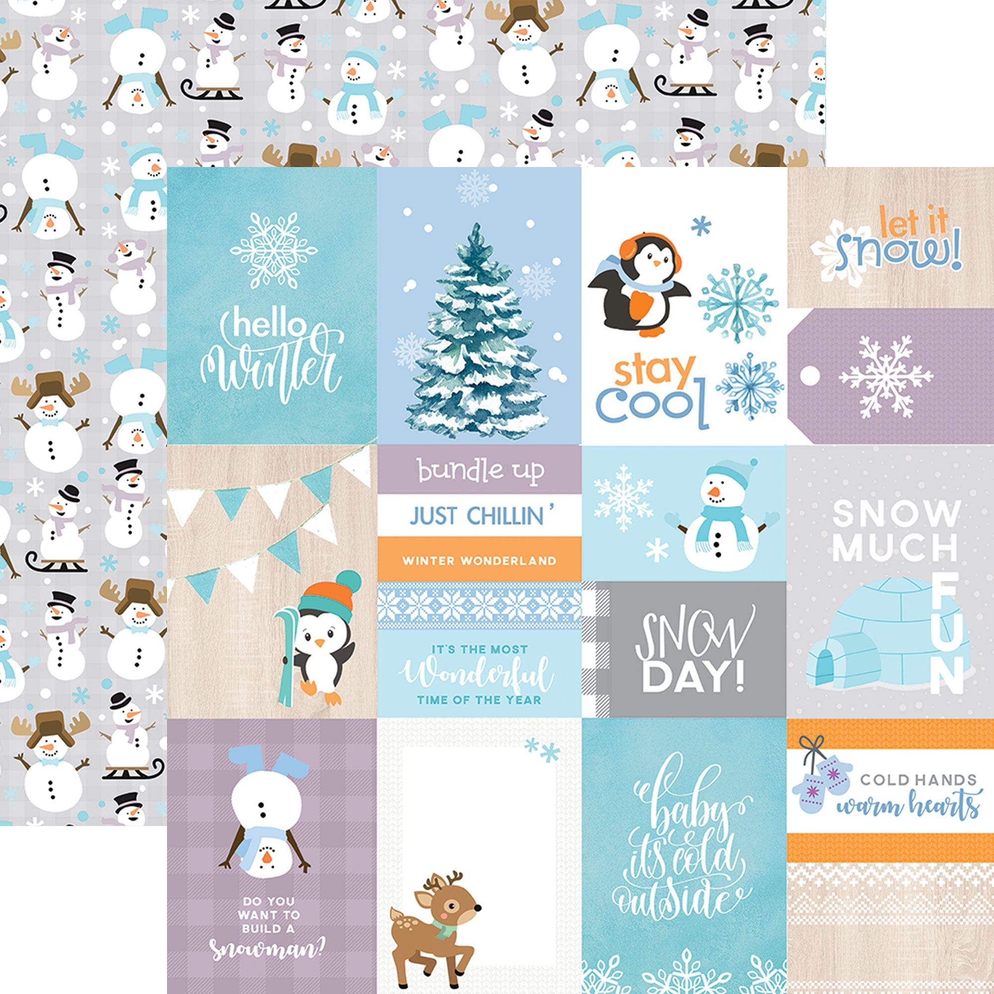  SNOW MUCH FUN PATTERN 12 X12 SCRAPBOOK PAPER SET、mySite、ghnorth