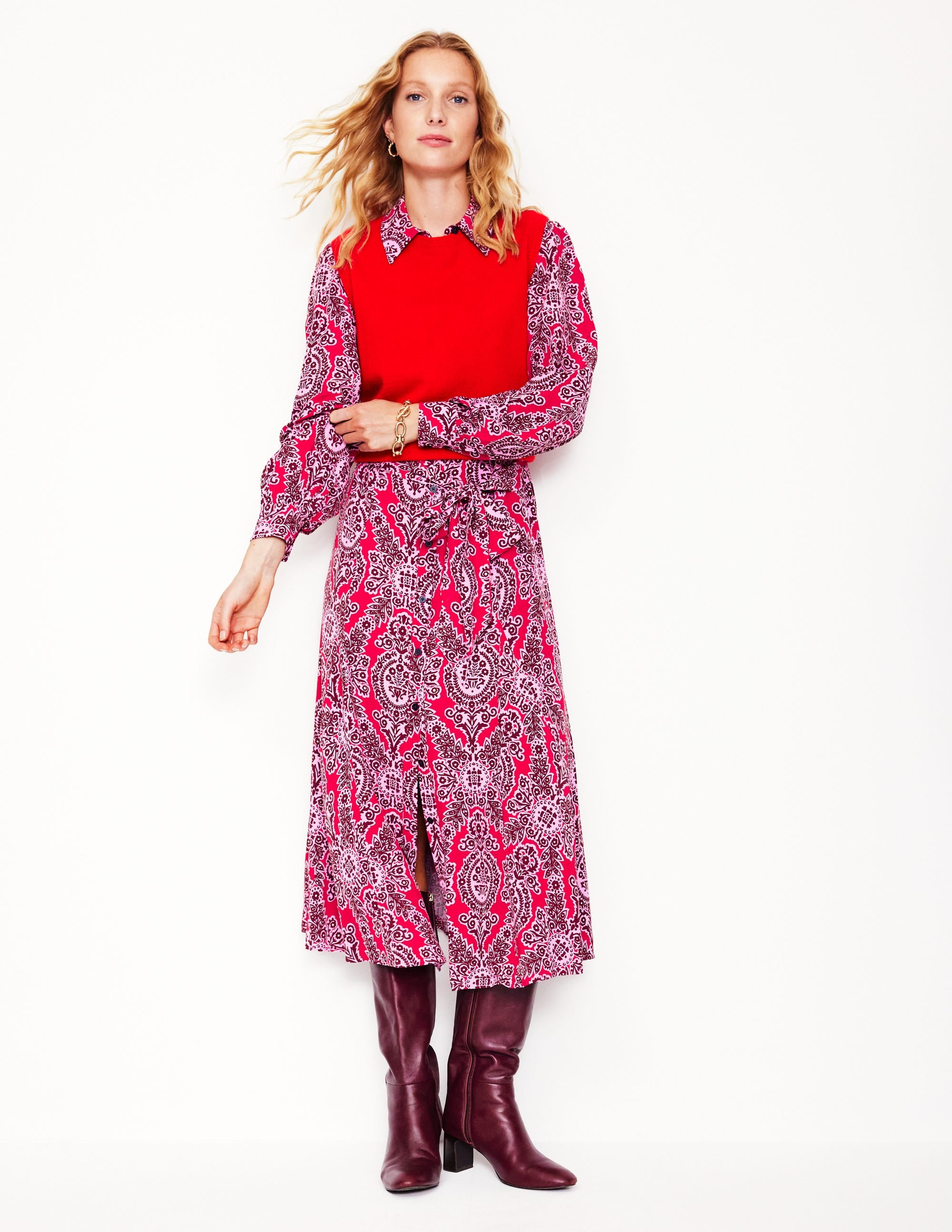  Martha Godet Maxi Shirt Dress-Bright Ruby, Opulent Vine、mySite、ashleygrahame