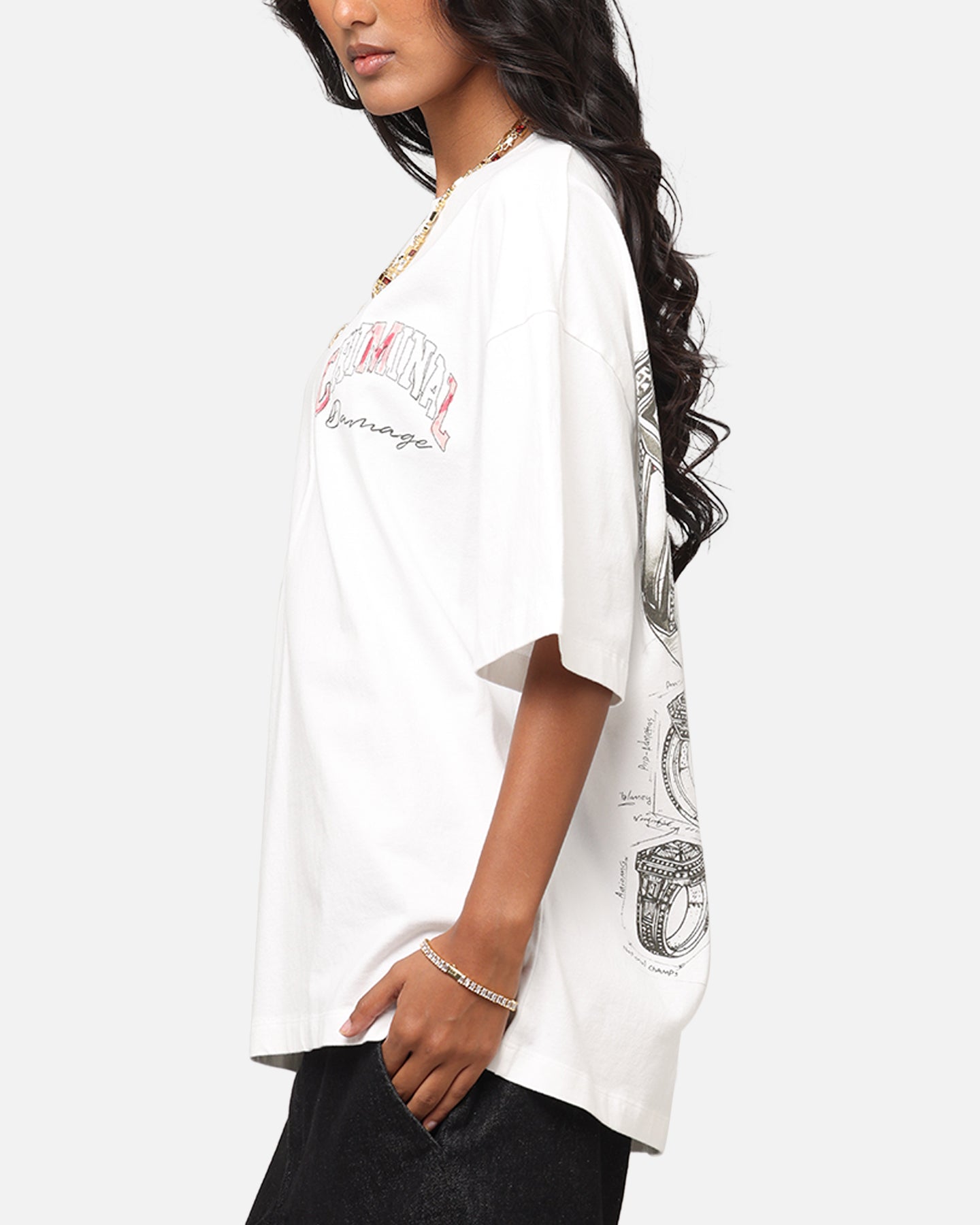 Criminal Damage Diamond Ring T-Shirt Off White、mySite、zt4zffjzw