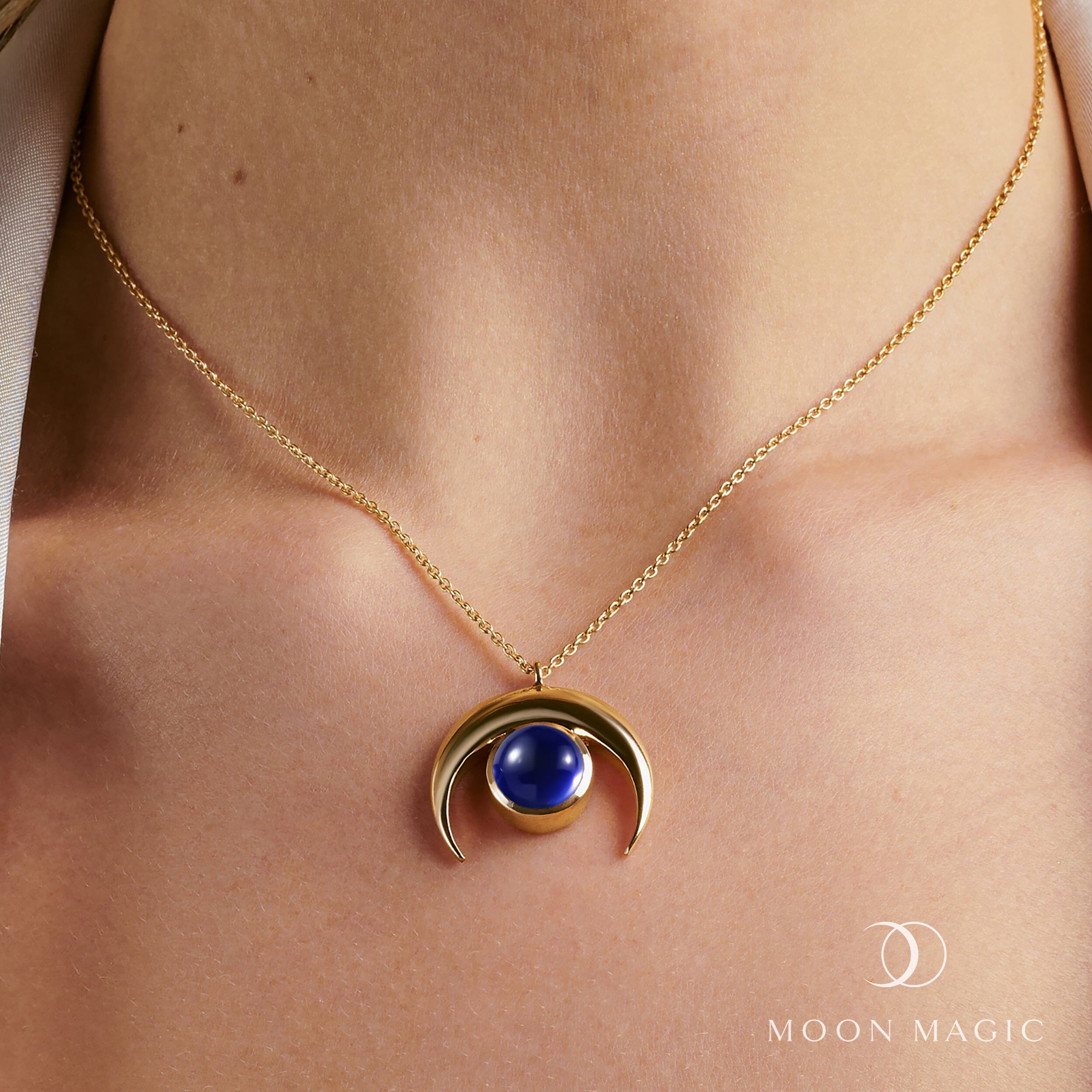 Blue Sapphire Necklace - Crescent Moon、mySite、hinf8tx79