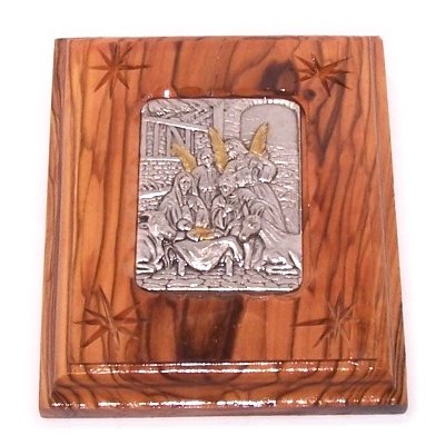  Silver plated icon embedded inside olive wood frame - Nativity scene icon、mySite、elrpsem3k