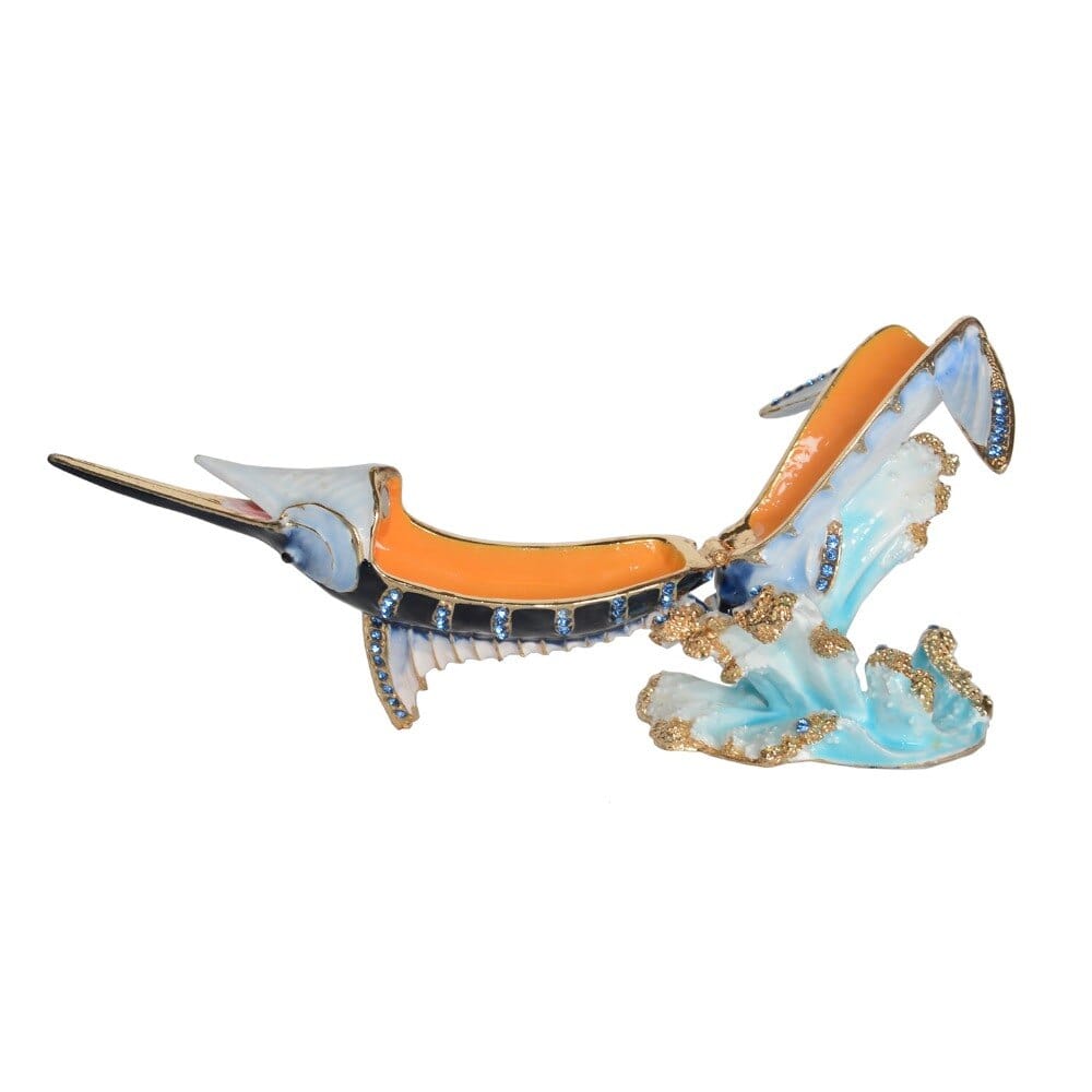 Marlin Bejeweled Pewter Hand Painted Jewelry Trinket Box-Gorgeous!、mySite、g9winljtr