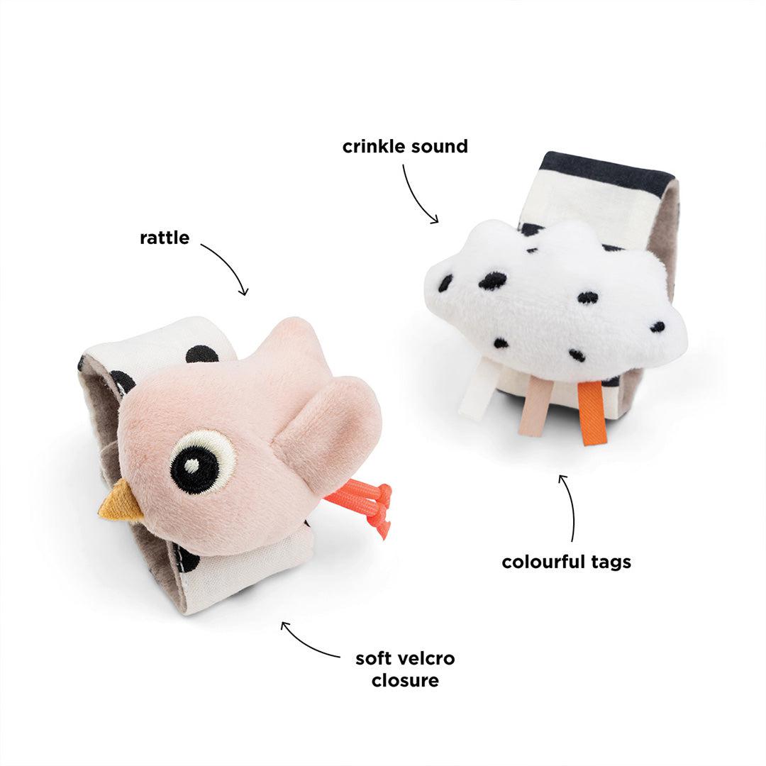  Done by Deer Wrist Rattle Set - 2 Pack - Powder - Happy Clouds、mySite、merchandisen