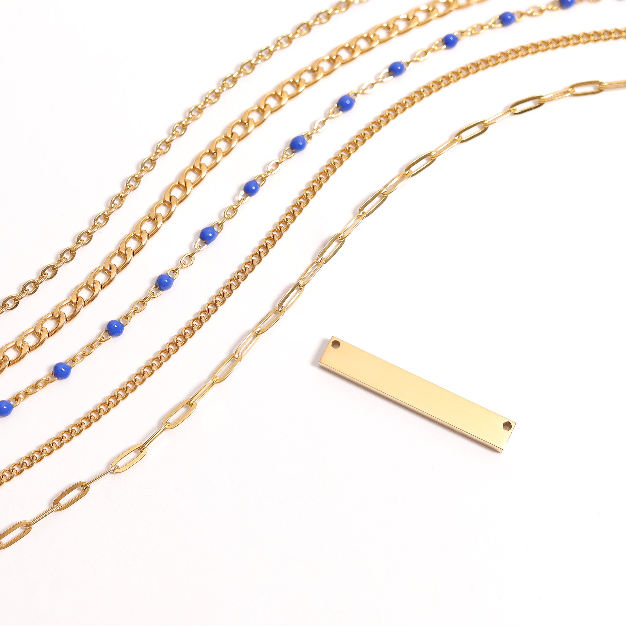 18K Gold PVD Stainless Steel Blank Bar Necklace With Separated Chain / SBB0075、mySite、dreamappss