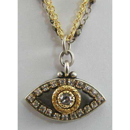 Michal Golan Crystal, Gold and Silver Evil Eye Pendant Necklace、mySite、topwebapps
