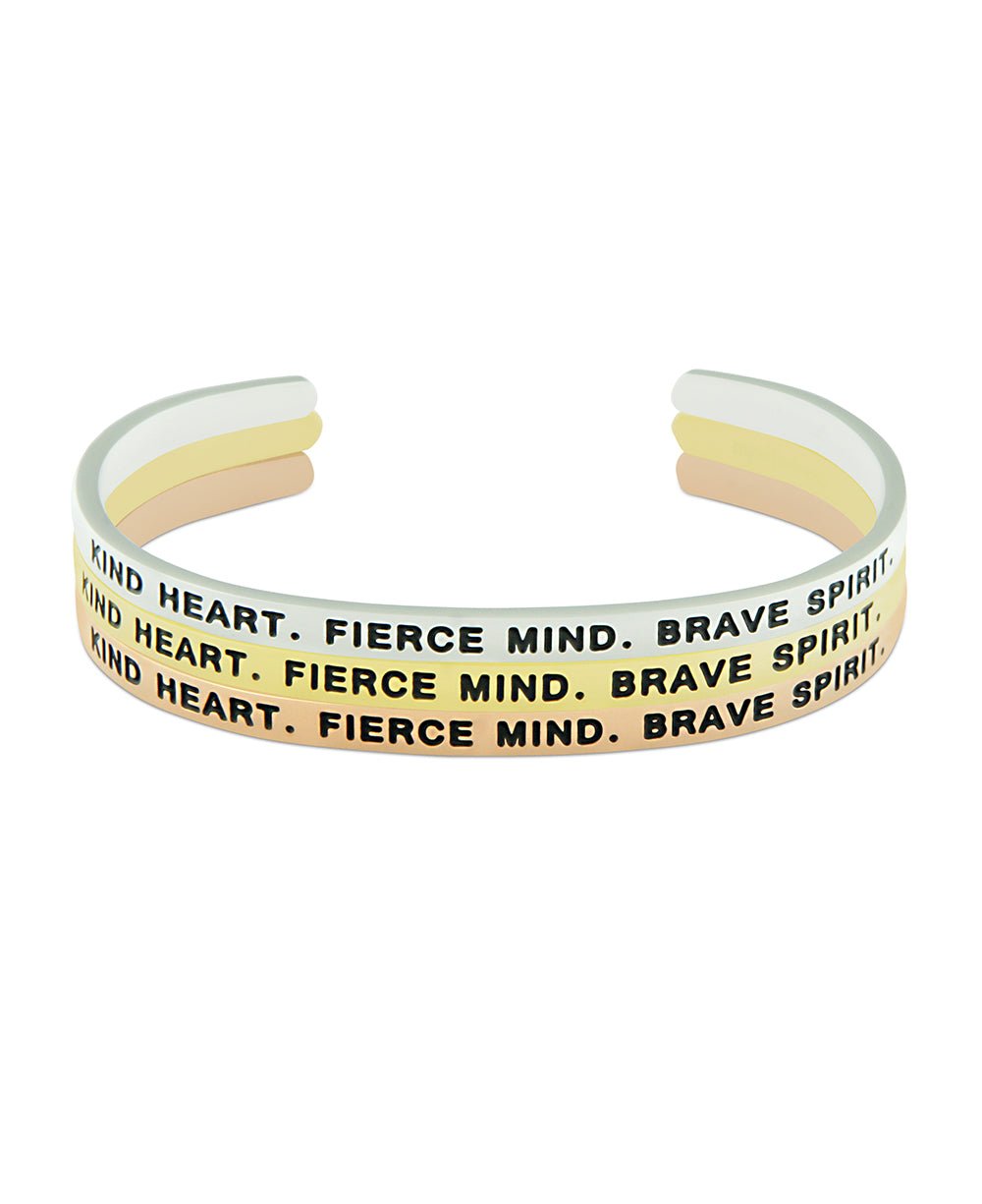 Kind Fierce Brave Cuff Bracelet, Multiple Finishes、mySite、topwebapps