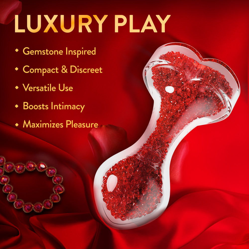 Oh My Gem | Lustre Glass Anal Plug With Ruby Heart-Shaped Base - Body-Safe Borosilicate Glass With Tapered Tip - In Red、mySite、bottomscart