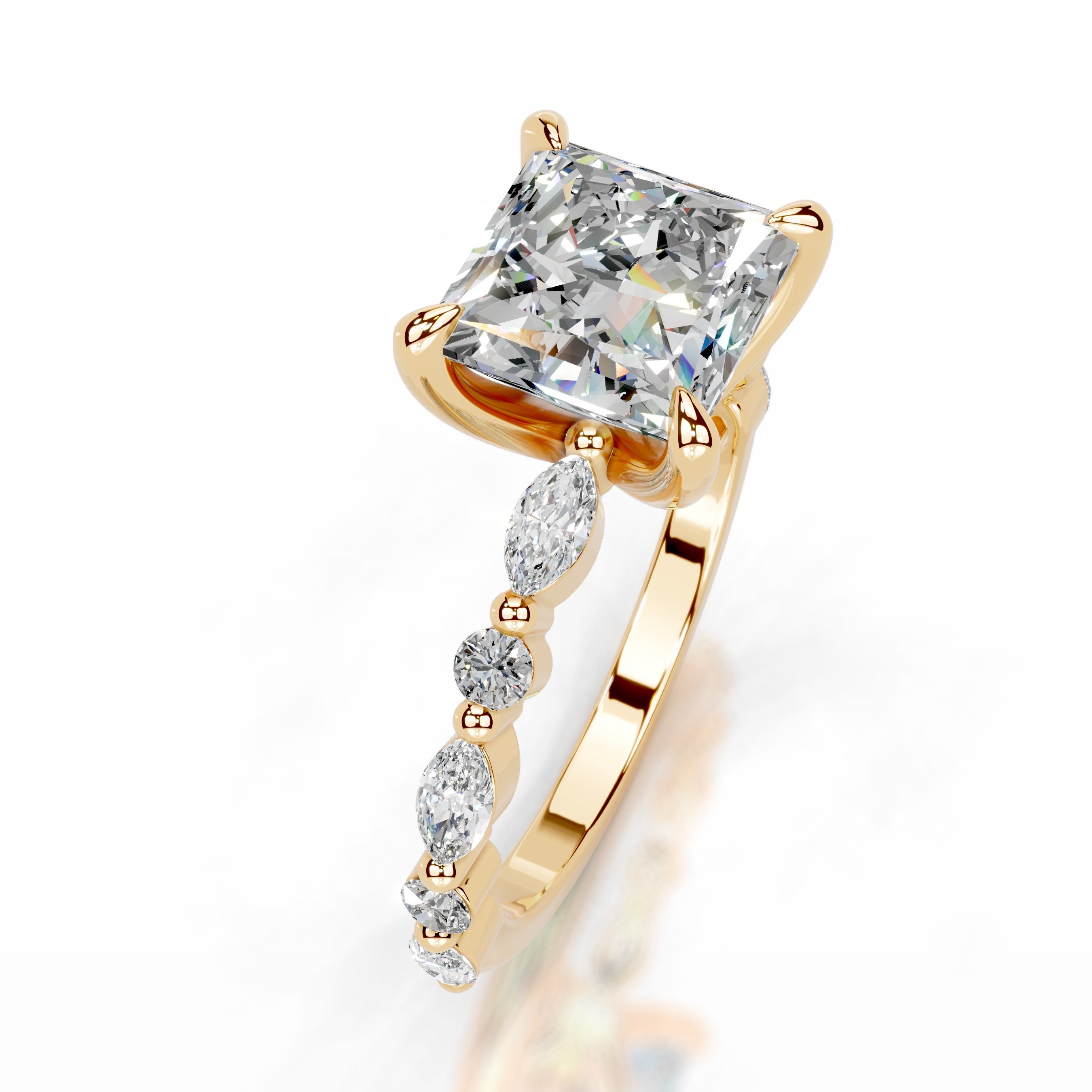 Lagertha Moissanite & Diamond Ring - 18K Yellow Gold、mySite、hinf8tx79