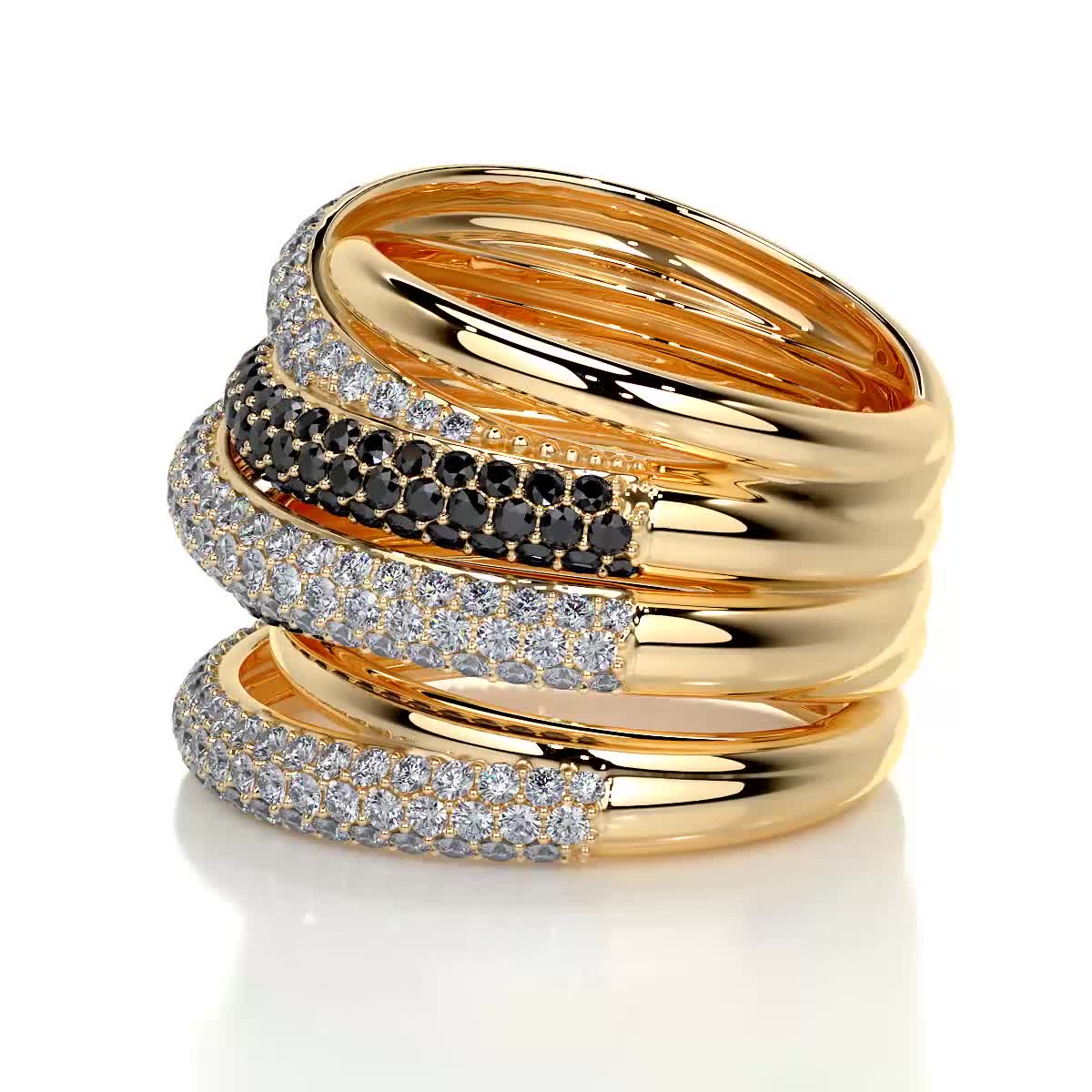 Aurora Black & White Lab Grown Diamond Wedding Ring (3 Carat) -18K Yellow Gold、mySite、hinf8tx79