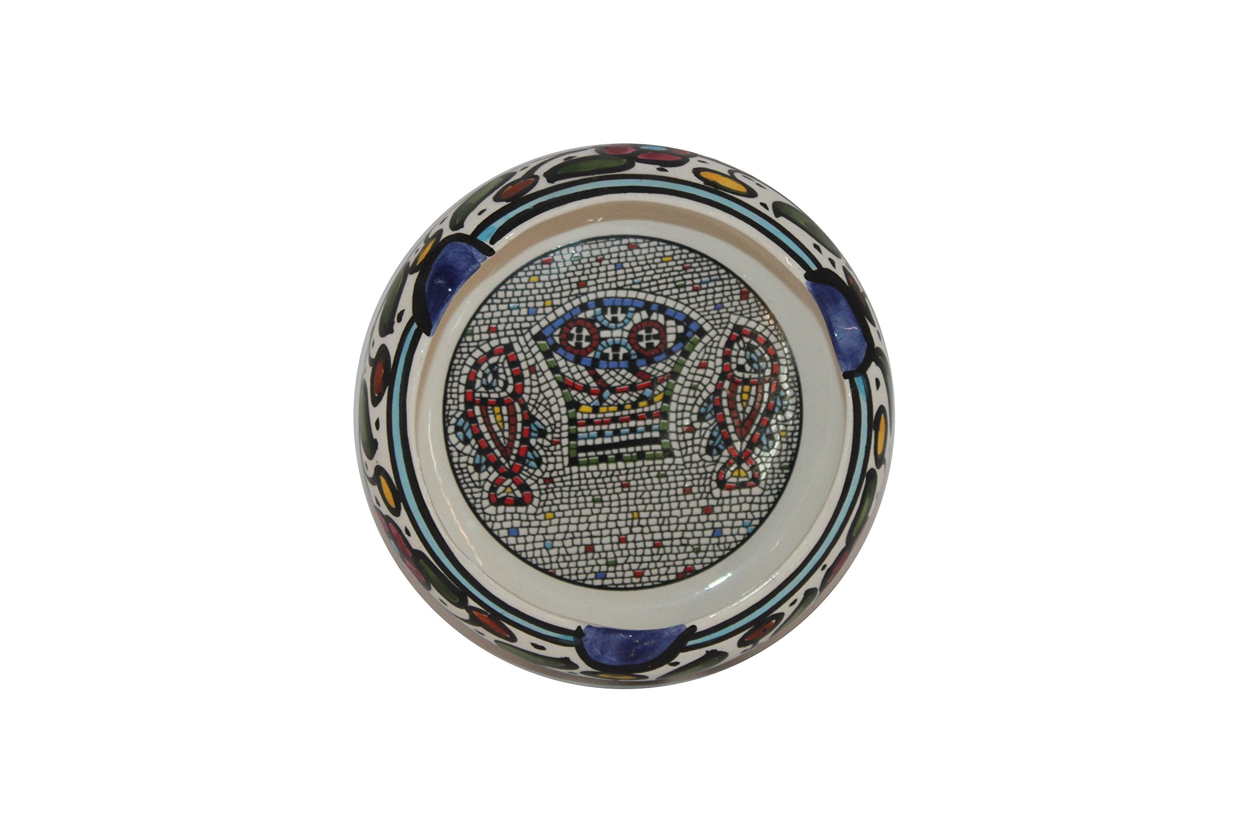 Ceramic Round Ashtray with Fish and Loaves - Tabgha or Miracle of Multiplication (Fish and Bread) Design (6 Inches in Diameter) - Large - Asfour Outlet Trademark、mySite、elrpsem3k