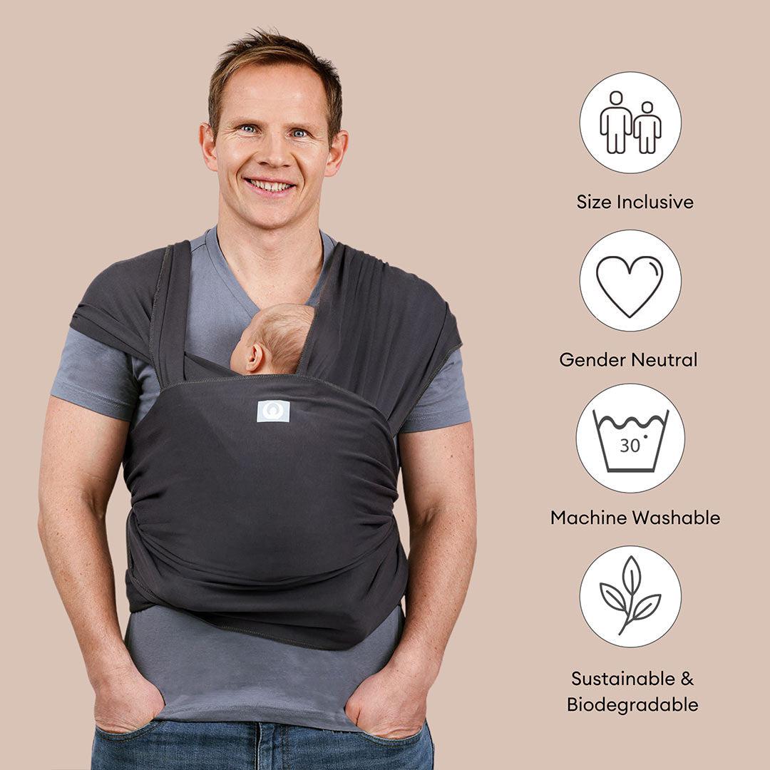  Gaia Stretchy Baby Wrap Carrier - Organic Cotton - Graphite、mySite、merchandisen