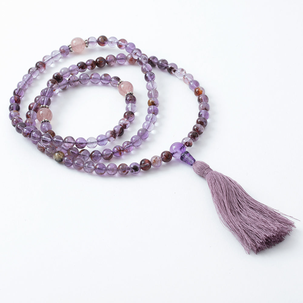 Super Seven and Strawberry Quartz Mala, 108 beads、mySite、topwebapps