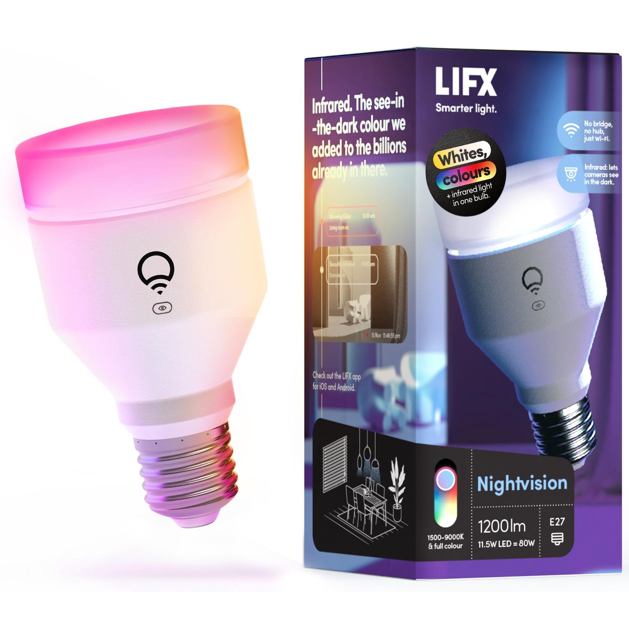 LIFX Nightvision Colour A60 1200lm E27 Smart Bulb、mySite、camillekostekn