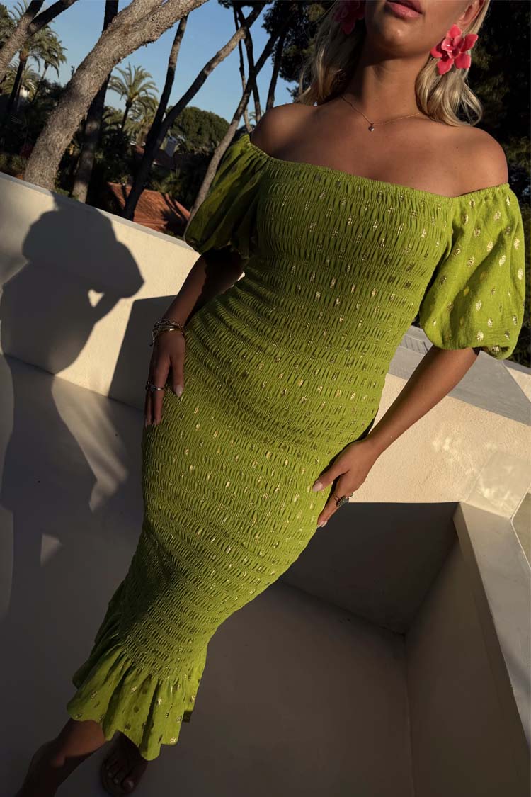 Olive Jojo Dress with Gold Fleck、mySite、solidvoid