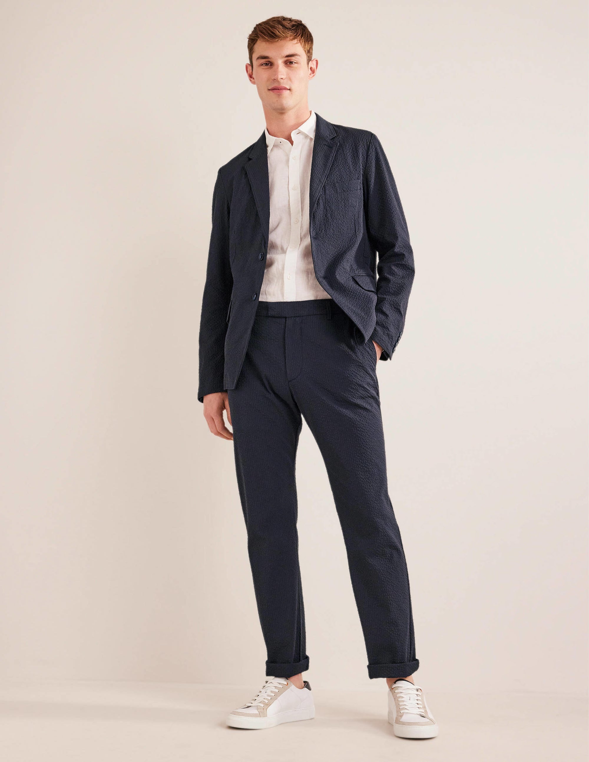  Smart Seersucker Trouser-Navy Seersucker、mySite、ashleygrahame