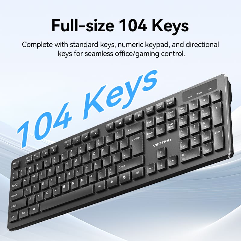 Vention Wireless Full-Sized Keyboard and Mouse Combo with Mouse Pad Black Slim Type - US English Layout、mySite、fannypackpong