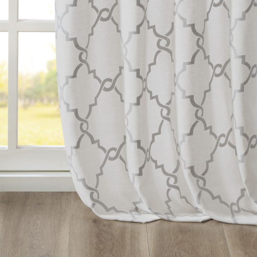 Fretwork Print Grommet Top Window Curtain Panel(Only 1 Pc Panel)、、eastwooduniform