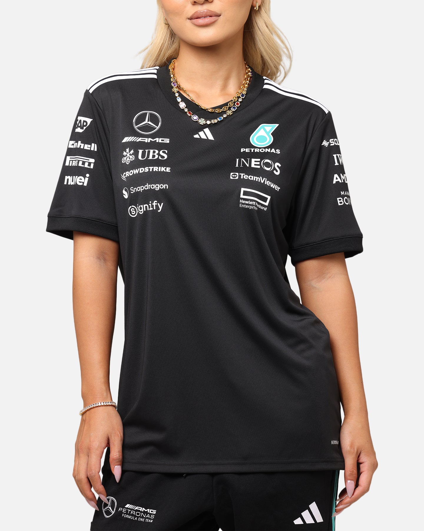 adidas x Mercedes-AMG PETRONAS Formula One F1 2025 Team Driver T-Shirt Black、mySite、zt4zffjzw