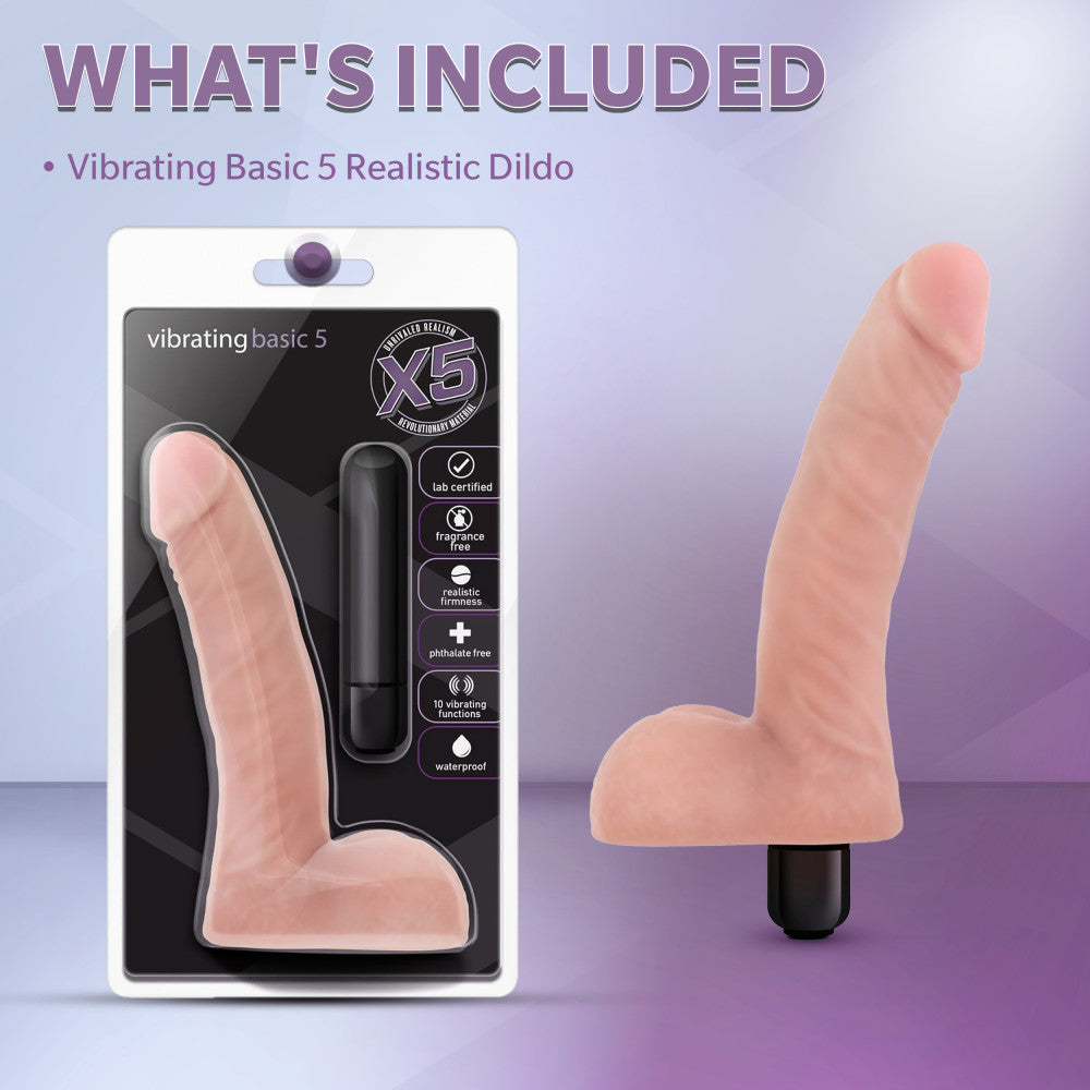 X5 By Blush® | Basic 5 Realistic Beige 5.5-Inch Long Vibrating Dildo、mySite、bottomscart