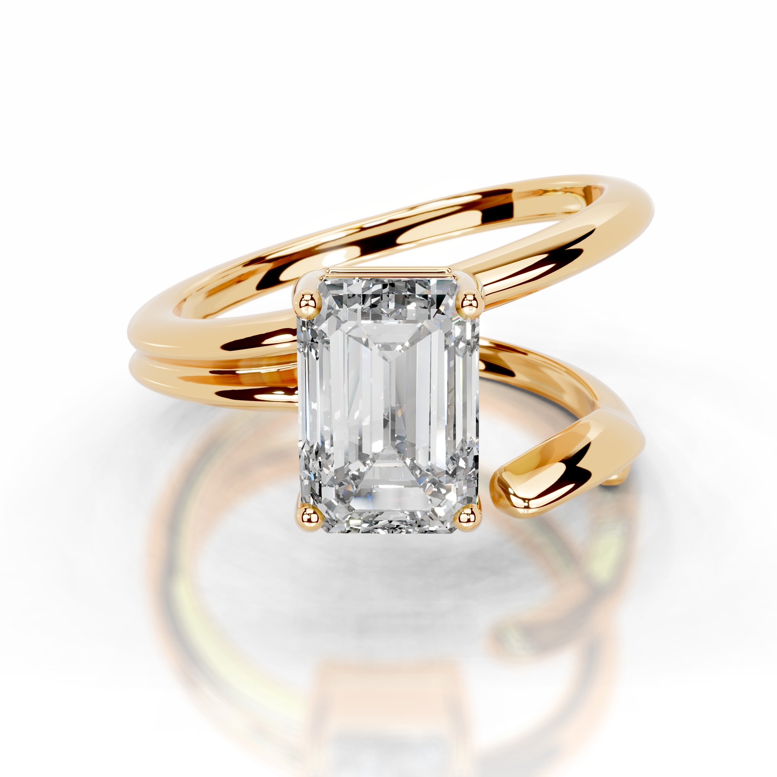 Emerald Embrace Lab Grown Diamond Ring - 18K Yellow Gold、mySite、hinf8tx79