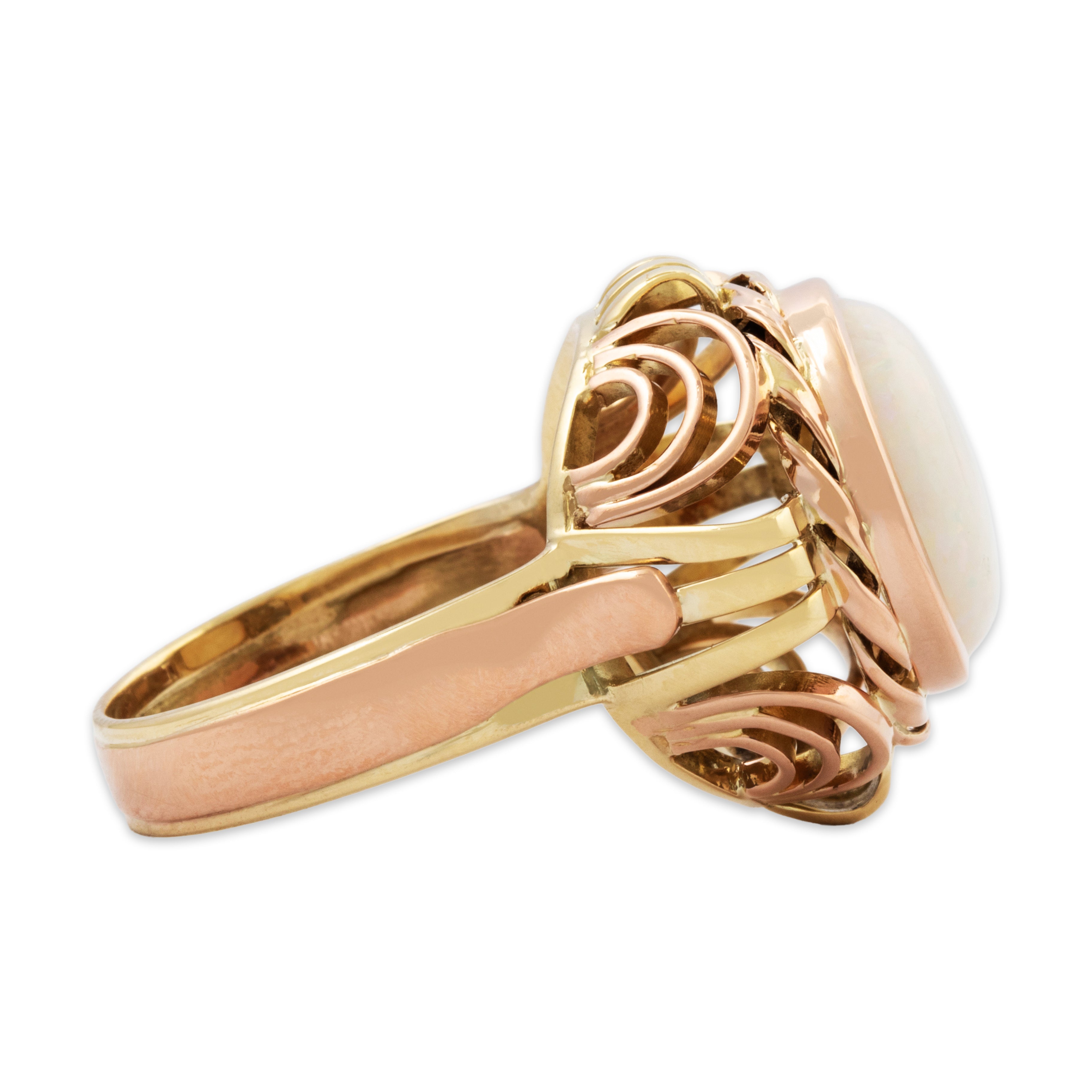 Vintage 14k Rose & Yellow Gold 4.59ct Opal Retro Cocktail Ring 7.25、mySite、hinf8tx79